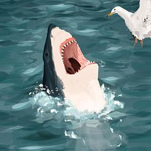 Día internacional de los tiburones. Traditional illustration, and Digital Illustration project by Félix Díaz de Escauriaza - 07.14.2018