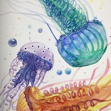 Actividad Medusas - Técnicas de Acuarela. Un proyecto de Pintura a la acuarela de carlam-cv - 25.05.2019