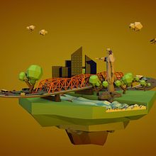 This is my city in  low poly - Cinema 4D . Un proyecto de 3D, Animación, Animación 3D y Modelado 3D de Emiliano Ortiz - 25.05.2019