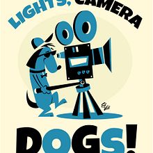Lights, Camera... Dogs!. Concept Art, Poster Design, Fashion Design, Traditional illustration, and Digital Illustration project by Ed Vill - 05.28.2019