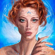 Ygraine, Hechicera élfica del viento. . Un progetto di Illustrazione digitale e Illustrazione tradizionale di Guillermo Liroz - 07.06.2019