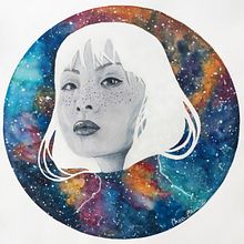 Cosmic Girl. Un progetto di Disegno, Disegno a matita, Disegno artistico, Disegno di ritratti, Illustrazione tradizionale e Pittura ad acquerello di Andrea Bäbler - 24.06.2019