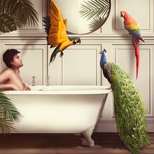 Jungle bath. Traditional illustration, and Digital Illustration project by Alendro Estudio - 10.16.2018