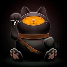 Ninja Maneki Neko. Character Design, Traditional illustration, Digital Illustration, and Vector Illustration project by Julio Ríos - 06.25.2019
