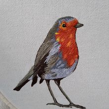 Petirrojo Europeo, proyecto del curso: Pintar con hilo. Embroider project by Luz Amparo Lema - 07.04.2019