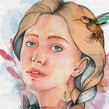 Retrato ilustrado en acuarela: Spring Ein Projekt aus dem Bereich Artistische Zeichnung und Aquarellmalerei von Nancy Meza - 20.07.2019