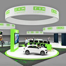 Diseño de stand ZIM - Feria del automovil 2019 - Fira - Barcelona . % M. Mercedes Aramendia Ramos tarafından hazırlanan 3D, Mimarlık, İç Mimarlık, Markalaşma ve Kimlik, Ola, lar, Ve İnfografikler projesi - 07.10.2019