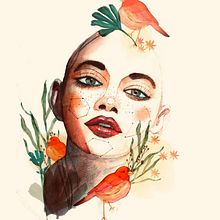 Meu projeto do curso: Retrato ilustrado em aquarela. Traditional illustration, Pencil Drawing, Portrait Drawing, and Watercolor Painting project by Gabriela - 07.27.2019