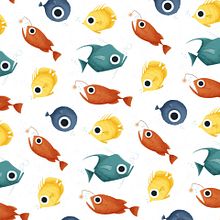Fishes Pattern  :). Traditional illustration, and Digital Illustration project by Viv Campbell - 11.06.2018