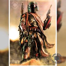 Boba Fett - Ilustraciòn en aerògrafo, làpices de colores y marcadores.. Drawing, Pencil Drawing, Artistic Drawing, Realistic Drawing, Traditional illustration, and Digital Illustration project by Mariano Mattos - 08.16.2019