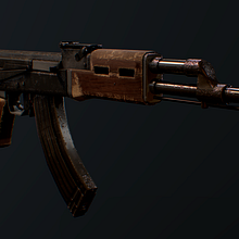 Weapon AK47 / Hardsurface. Un projet de 3D, Conception de jeux , Conception de personnages 3D , et Modélisation 3D de Andres Rendón - 15.05.2019