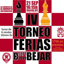 Cartel IV torneo de ajedrez Ferias de Béjar de sept 2019. Un proyecto de Publicidad, Diseño y Diseño de videojuegos de Ricardo Gil Turrion - 26.08.2019