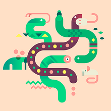Snakes. Ilustração tradicional, Ilustração digital e Ilustração vetorial projeto de Fran Marrero - 04.09.2019