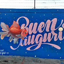 Mural - Buen Augurio. Calligraph, Concept Art, Design, Graphic Design, Writing, Lettering, and Painting project by TECK24 - 09.08.2019