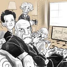 Famoso encuentro de grandes personajes del s XX. Een project van  Schetsen y Stripboek van Josep Giró - 24.07.2019