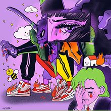 HELLCAT X Cartoon Madness. Un progetto di Design di poster , Illustrazione tradizionale e Illustrazione digitale di Maria Elena Ramirez Ortega - 04.06.2019