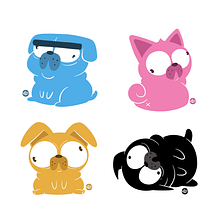 CMYK pugs. Character Design project by Jordi Villaverde - 09.12.2019