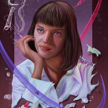 Uma Thurman Pulp Fiction Retrato Ilustrado. Artistic Drawing, Portrait Drawing, Realistic Drawing, Traditional illustration, and Digital Illustration project by Oscar Martinez - 09.15.2019