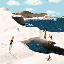 Playa de Sarakiniko en Milos (Grecia). Drawing, Traditional illustration, Digital Illustration, L, and scape Architecture project by Félix Díaz de Escauriaza - 09.02.2019