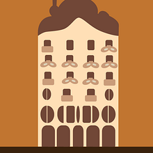 Postal de la Casa batlló . Un proyecto de Diseño gráfico e Ilustración vectorial de Tatiana Moneta - 11.04.2019