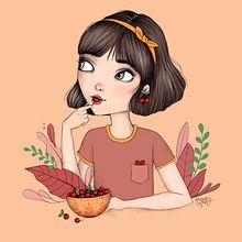 Cerezas. Un progetto di Illustrazione tradizionale di Paqui Cazalla - 19.09.2019