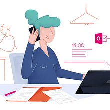Deutsche Telekom: Un día con Office 365 y iPad Air  // Ilustración para E-Mail Marketing. Web Design, Traditional illustration, and Digital Illustration project by Beatriz Arribas de Frutos - 09.20.2019