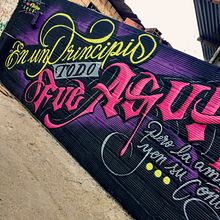 Mural "Todo fue agua". Street Art, Calligraph, Creativit, Design, Graphic Design, Lettering, Painting, T, and pograph project by TECK24 - 09.26.2019