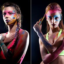 Body paint Caretas maquillaje profesional 1. Arte urbana, Caligrafia, Criatividade, Design, Lettering, Pintura, e Tipografia projeto de TECK24 - 26.09.2019