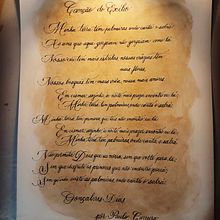 Poema Canção do Exílio de Gonçalves Dias sobre Canson 300m/g e fundo de borra de café . Projekt z dziedziny  Kaligrafia użytkownika Paulo Carreira - 03.10.2019