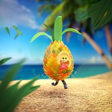 Piña tropical. 3D, Traditional illustration, Design, 3D Modeling, 3D Design, and 3D Character Design project by Eva Rodríguez Solís - 10.02.2019