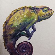 Un camaleoncete. Creativit, and Watercolor Painting project by Eva Eire - 10.19.2019