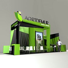 Agridemur stand design Fruit Attraction 2017. Un proyecto de 3D, Decoración de interiores, Dirección de arte, Diseño de interiores, Diseño, creación de muebles					, Diseño gráfico y Modelado 3D de Verónica Carrasco de Pablo - 18.10.2017