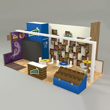 Kernel stand design Fruit Attraction 2017. Un proyecto de Decoración de interiores, Dirección de arte, Diseño de interiores, Diseño, creación de muebles					, Diseño gráfico y Modelado 3D de Verónica Carrasco de Pablo - 18.10.2017