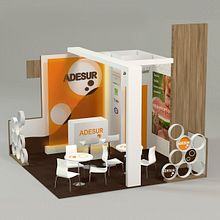 Adesur stand design Fruit Attraction 2016. Un proyecto de Decoración de interiores, Dirección de arte, Diseño de interiores, Diseño, creación de muebles					, Diseño gráfico y Modelado 3D de Verónica Carrasco de Pablo - 05.10.2016