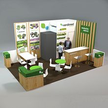 Verdimed stand design Fruit Attraction 2017. Un proyecto de Decoración de interiores, Dirección de arte, Diseño de interiores, Diseño, creación de muebles					, Diseño gráfico y Modelado 3D de Verónica Carrasco de Pablo - 18.10.2017