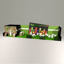 Gruventa stand design Fruit Attraction 2017. Un proyecto de 3D, Decoración de interiores, Dirección de arte, Diseño de interiores, Diseño, creación de muebles					, Diseño gráfico y Modelado 3D de Verónica Carrasco de Pablo - 18.10.2017