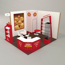 Gimar stand design Alimentaria 2018. Un proyecto de 3D, Decoración de interiores, Dirección de arte, Diseño de interiores, Diseño, creación de muebles					, Diseño gráfico y Modelado 3D de Verónica Carrasco de Pablo - 16.04.2018