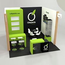 Olispania stand design Alimentaria 2018. Un proyecto de 3D, Decoración de interiores, Dirección de arte, Diseño de interiores, Diseño, creación de muebles					, Diseño gráfico y Modelado 3D de Verónica Carrasco de Pablo - 16.04.2018