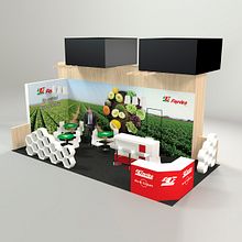 Fruveg stand design Fruit Attraction 2018. Un proyecto de 3D, Decoración de interiores, Dirección de arte, Diseño de interiores, Diseño, creación de muebles					, Diseño gráfico y Modelado 3D de Verónica Carrasco de Pablo - 23.10.2018
