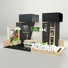 Adesur stand design Fruit Attraction 2018. Un proyecto de 3D, Decoración de interiores, Dirección de arte, Diseño de interiores, Diseño, creación de muebles					, Diseño gráfico y Modelado 3D de Verónica Carrasco de Pablo - 23.10.2018