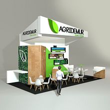 Agridemur stand design Fruit Attraction 2019. Un proyecto de 3D, Decoración de interiores, Dirección de arte, Diseño de interiores, Diseño, creación de muebles					, Diseño gráfico y Modelado 3D de Verónica Carrasco de Pablo - 22.10.2019