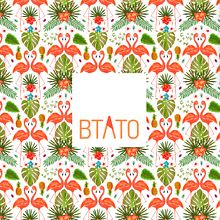Watercolor Flamingos Pattern. Pattern Design project by BTATO - 11.05.2017