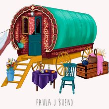 Caravana gitana. Concept Art project by Paula Jiménez Bueno - 10.29.2019
