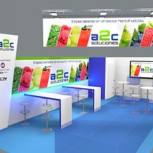 Diseño de stand para feria Fruit Attraction en Ifema Madrid. 3D, Decoration, Art Direction, 3D Design, Interior Design, Furniture Design, Making, and 3D Modeling project by Comando Z : Packaging - Maquetación - Web - Ilustración - 10.29.2019