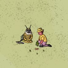 Helping bees. Children's Illustration project by Angie Juanto - 10.30.2019