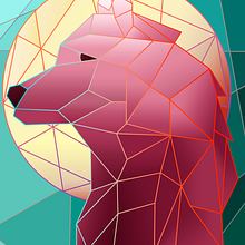 Moon Wolf. Vector Illustration project by Sebastian Polania - 11.04.2019