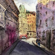 Urban Sketch. Een project van Aquarelschilderen van Gustavo Comptis - 11.11.2019