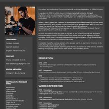Curriculum Vitae. Film, Video, TV, and Photograph project by Adam Puig Tolosa - 11.11.2019