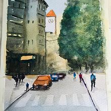 Mi Proyecto del curso: Paisajes urbanos en acuarela. Street Art project by Ane Martínez sagredo - 11.18.2019