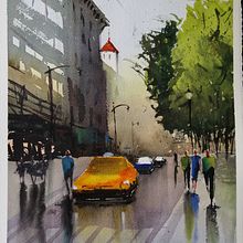 Mi primer paisaje al estilo Pito Campos. Projekt z dziedziny Malowanie akwarelą użytkownika Guillermo Ortega Sierra - 25.11.2019